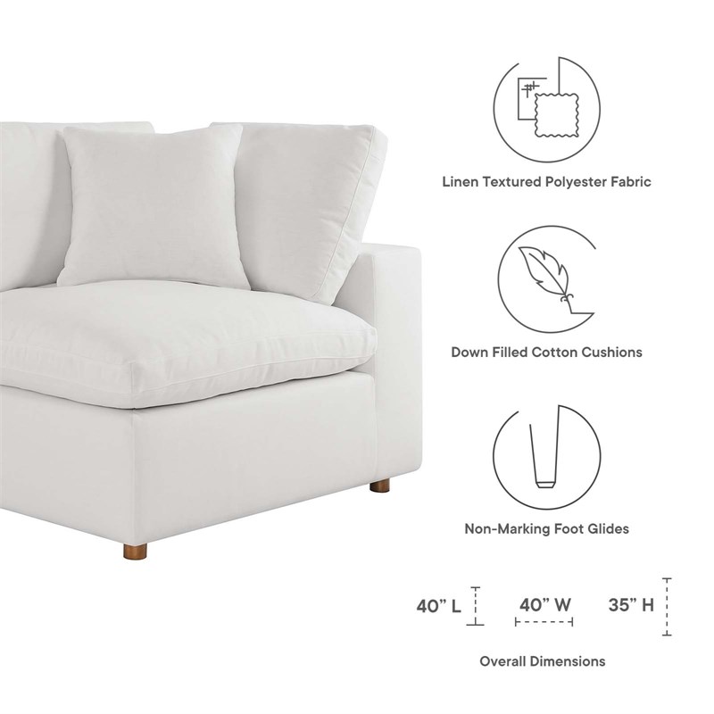 Modway Commix 8-Piece Fabric Down Filled Sectional Sofa in Pure White