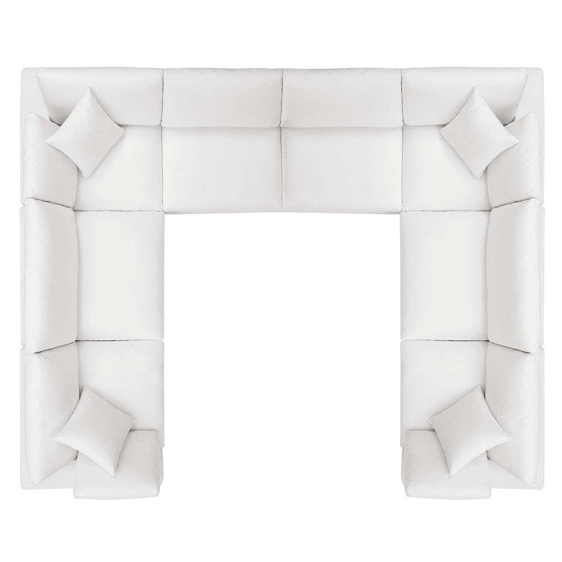 Modway Commix 8-Piece Fabric Down Filled Sectional Sofa in Pure White