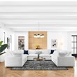 Modway Commix 8-Piece Fabric Down Filled Sectional Sofa in Pure White