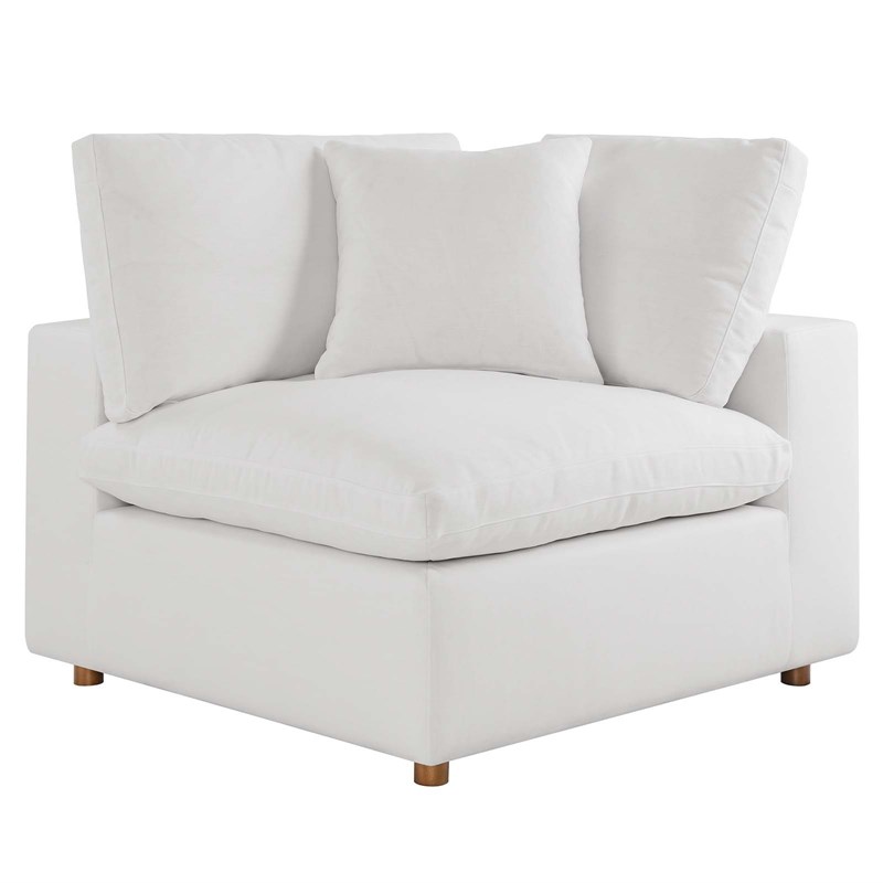 Modway Commix 8-Piece Fabric Down Filled Sectional Sofa in Pure White