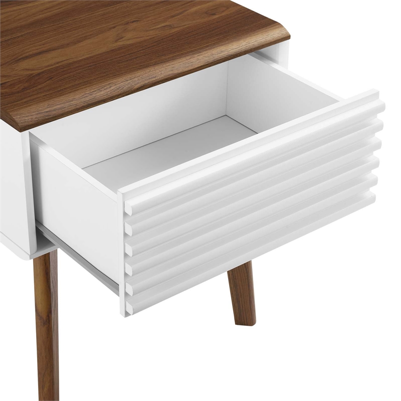 Modway Render Modern Wood and Particleboard End Table in Walnut/White