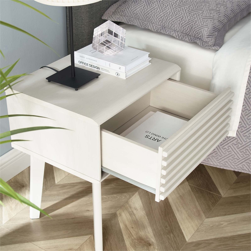 Modway Render Modern Wood and Particleboard End Table in White