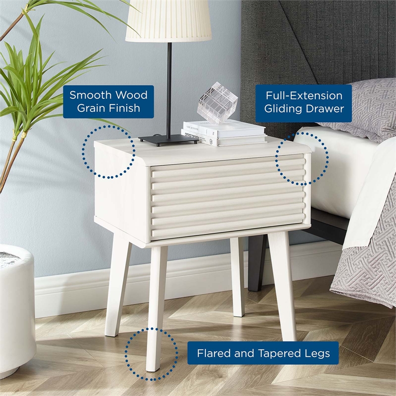 Modway Render Modern Wood and Particleboard End Table in White