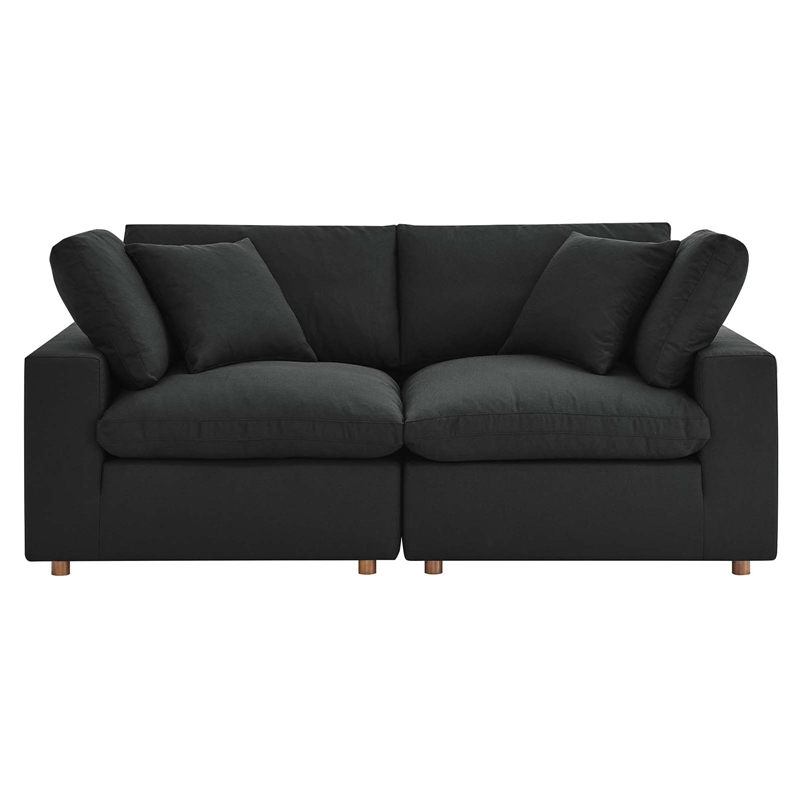 Modway Commix 2-Piece Fabric Down Filled Sectional Sofa in Black