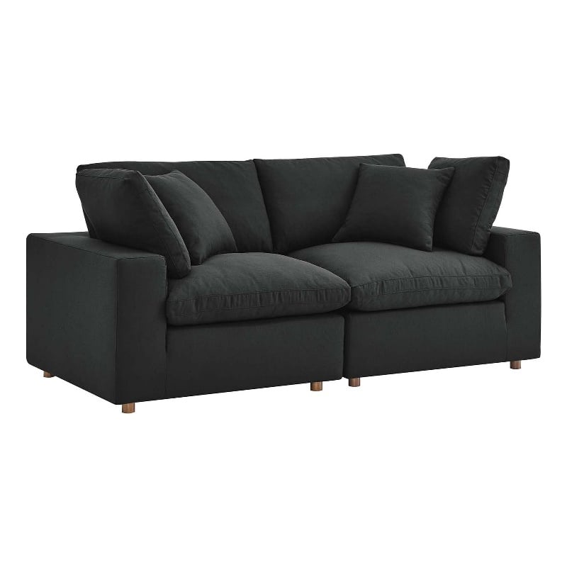 Modway Commix 2-Piece Fabric Down Filled Sectional Sofa in Black