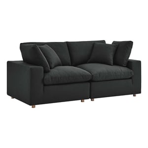 Modway Commix 2-Piece Fabric Down Filled Sectional Sofa in Black