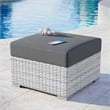 Modway Convene Rattan and Fabric Patio Ottoman in Light Gray/Charcoal