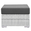 Modway Convene Rattan and Fabric Patio Ottoman in Light Gray/Charcoal