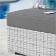 Modway Convene Rattan and Fabric Patio Ottoman in Light Gray/Charcoal