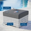 Modway Convene Rattan and Fabric Patio Ottoman in Light Gray/Charcoal