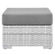 Modway Convene Rattan and Fabric Patio Ottoman in Light Gray