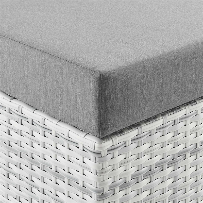 Modway Convene Rattan and Fabric Patio Ottoman in Light Gray