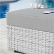 Modway Convene Rattan and Fabric Patio Ottoman in Light Gray
