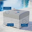Modway Convene Rattan and Fabric Patio Ottoman in Light Gray