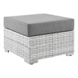Modway Convene Rattan and Fabric Patio Ottoman in Light Gray