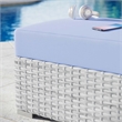 Modway Convene Rattan and Fabric Patio Ottoman in Light Gray/Light Blue