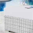 Modway Convene Rattan and Fabric Patio Ottoman in Light Gray/White