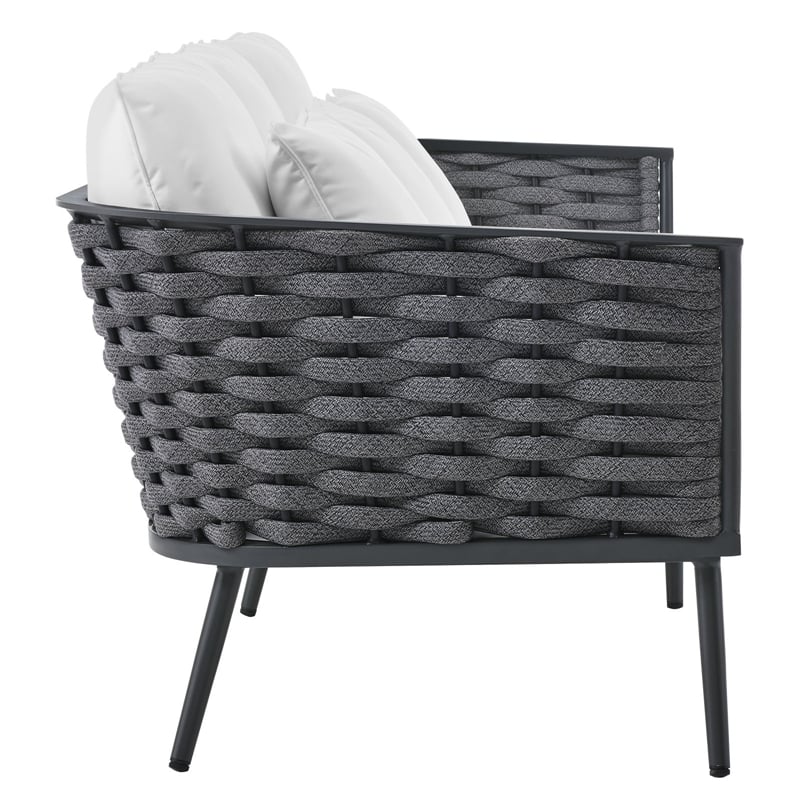 Modway Stance Aluminum & Fabric Patio Sofa in Gray and White