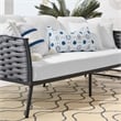 Modway Stance Aluminum & Fabric Patio Sofa in Gray and White