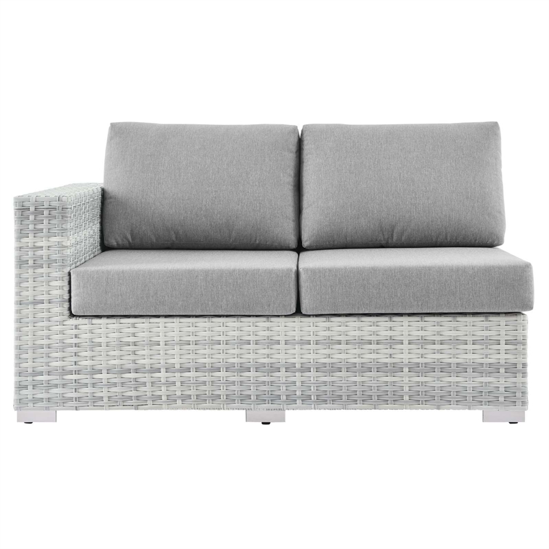 Modway Convene Rattan & Fabric Patio Left-Arm Loveseat in Light Gray
