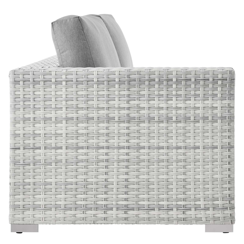 Modway Convene Rattan & Fabric Patio Left-Arm Loveseat in Light Gray