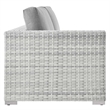 Modway Convene Rattan & Fabric Patio Left-Arm Loveseat in Light Gray