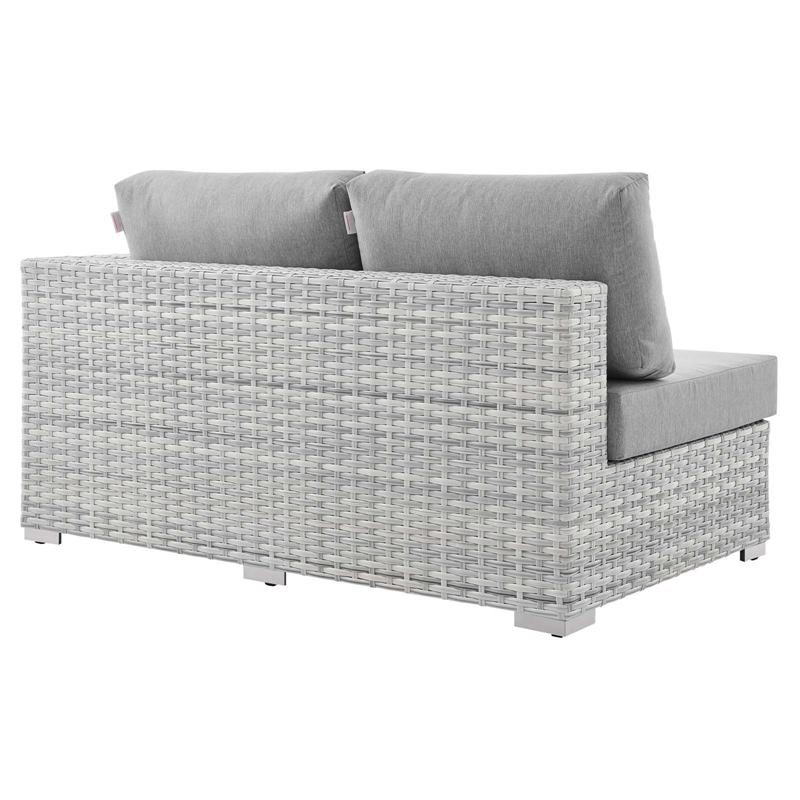 Modway Convene Rattan & Fabric Patio Left-Arm Loveseat in Light Gray