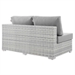 Modway Convene Rattan & Fabric Patio Left-Arm Loveseat in Light Gray