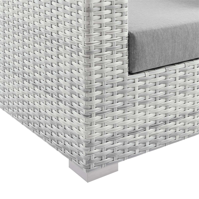 Modway Convene Rattan & Fabric Patio Left-Arm Loveseat in Light Gray