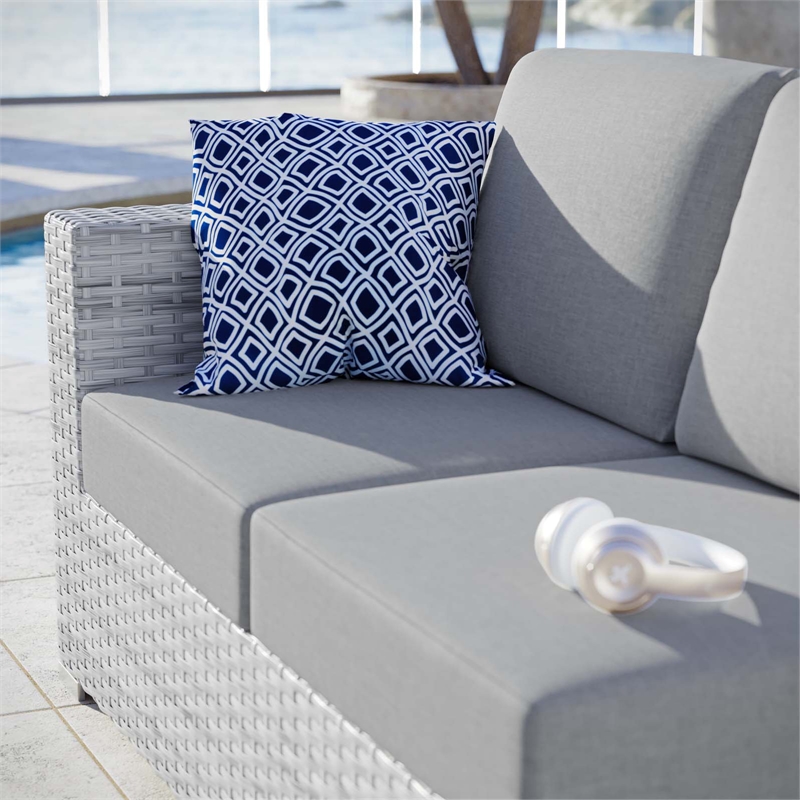 Modway Convene Rattan & Fabric Patio Left-Arm Loveseat in Light Gray
