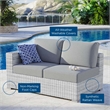 Modway Convene Rattan & Fabric Patio Left-Arm Loveseat in Light Gray