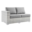 Modway Convene Rattan & Fabric Patio Left-Arm Loveseat in Light Gray