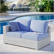Modway Convene Rattan & Fabric Patio Left-Arm Loveseat in Light Gray/Light Blue