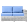 Modway Convene Rattan & Fabric Patio Left-Arm Loveseat in Light Gray/Light Blue