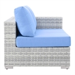 Modway Convene Rattan & Fabric Patio Left-Arm Loveseat in Light Gray/Light Blue