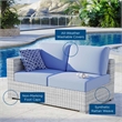 Modway Convene Rattan & Fabric Patio Left-Arm Loveseat in Light Gray/Light Blue
