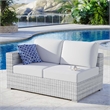 Modway Convene Rattan & Fabric Patio Left-Arm Loveseat in Light Gray/White