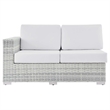 Modway Convene Rattan & Fabric Patio Left-Arm Loveseat in Light Gray/White