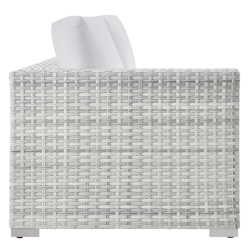 Modway Convene Rattan & Fabric Patio Left-Arm Loveseat in Light Gray/White