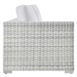 Modway Convene Rattan & Fabric Patio Left-Arm Loveseat in Light Gray/White