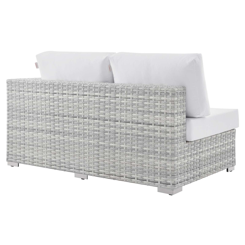 Modway Convene Rattan & Fabric Patio Left-Arm Loveseat in Light Gray/White