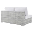 Modway Convene Rattan & Fabric Patio Left-Arm Loveseat in Light Gray/White