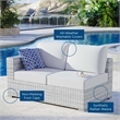 Modway Convene Rattan & Fabric Patio Left-Arm Loveseat in Light Gray/White