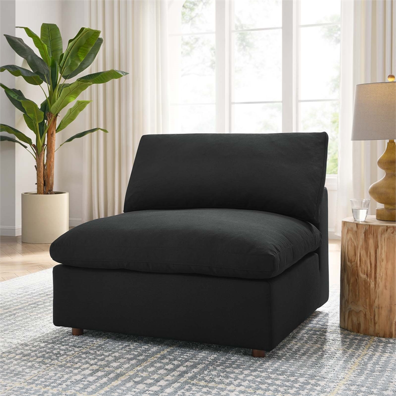 Modway Commix Fabric Down Filled Overstuffed Armless Chair in Black