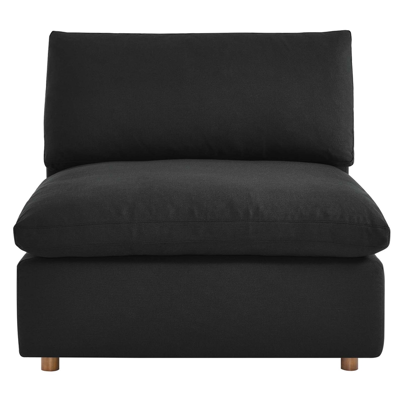 Modway Commix Fabric Down Filled Overstuffed Armless Chair in Black