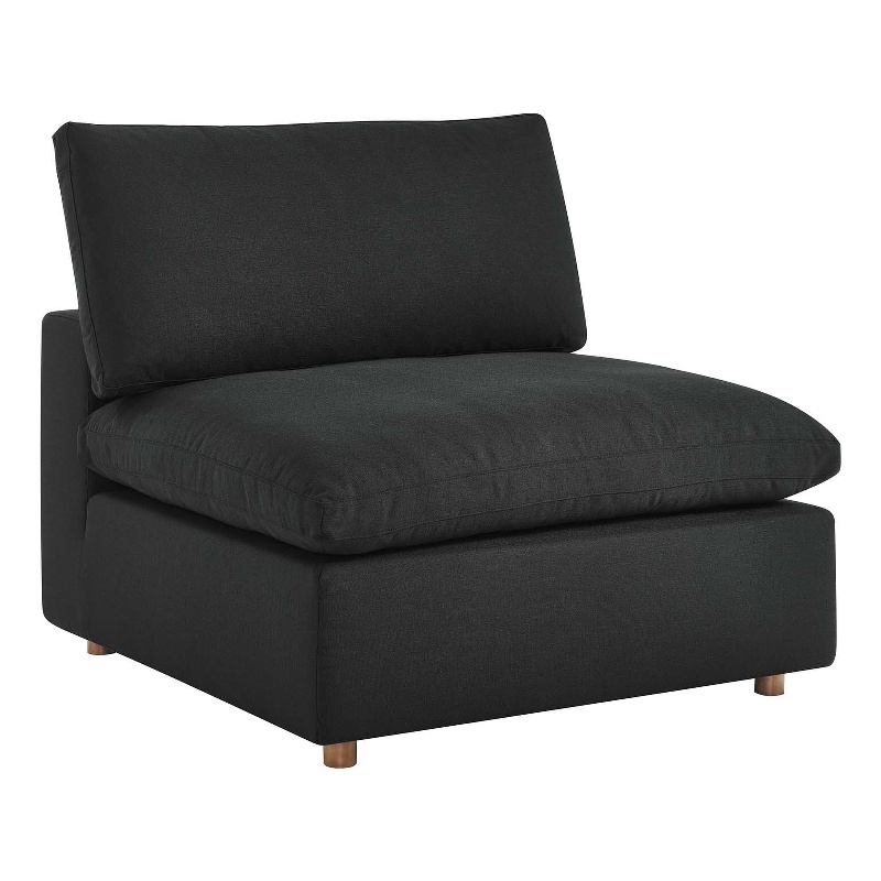 Modway Commix Fabric Down Filled Overstuffed Armless Chair in Black