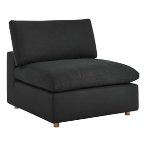 Modway Commix Fabric Down Filled Overstuffed Armless Chair in Black
