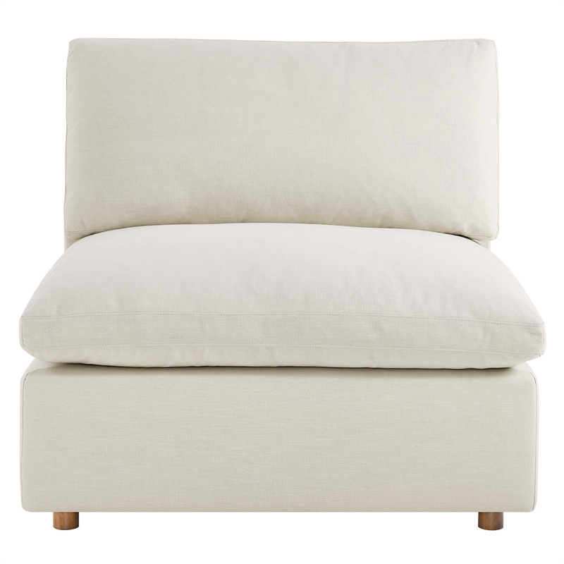 Modway Commix Fabric Down Filled Overstuffed Armless Chair in Light Beige