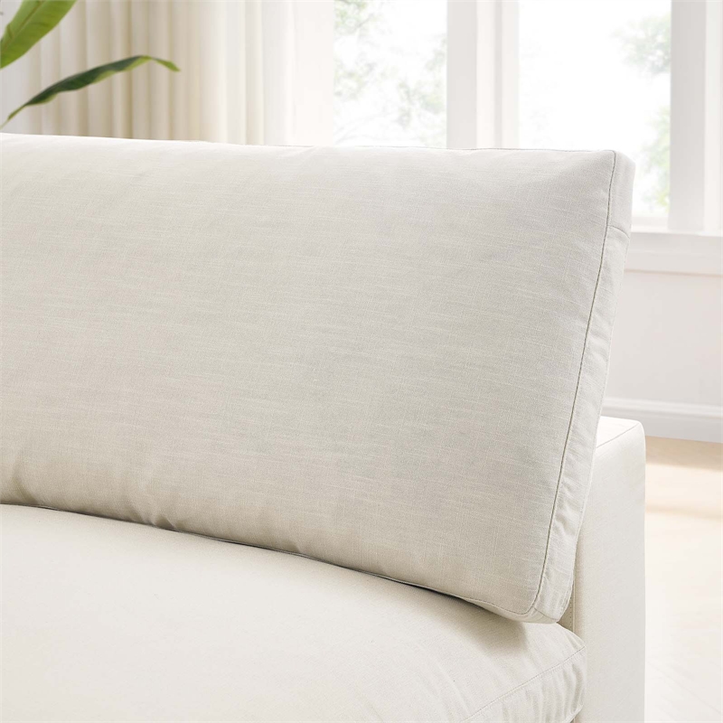 Modway Commix Fabric Down Filled Overstuffed Armless Chair in Light Beige