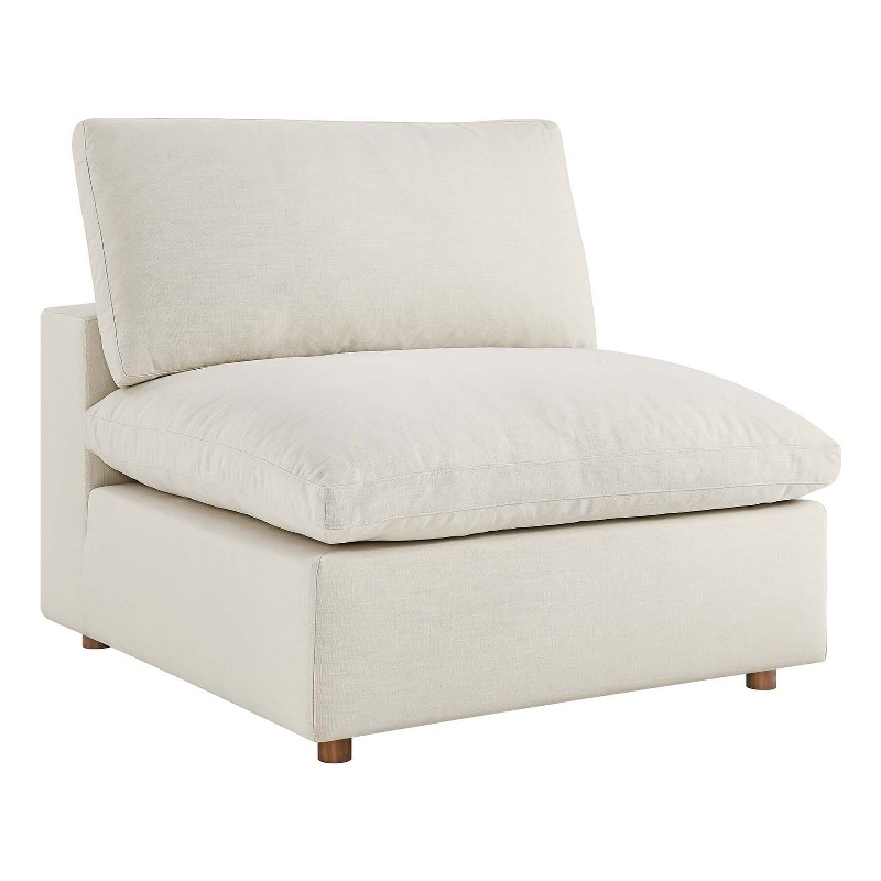 Modway Commix Fabric Down Filled Overstuffed Armless Chair in Light Beige